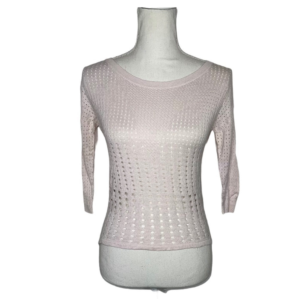 EXPRESS Light Pink 3/4 Sleeve Open Knit Top XS